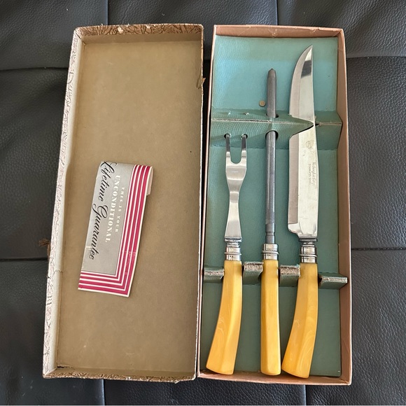 ‘50s ‘60s ‘70 Washington Forge Stainless Steel 3 Carving Knife Set in Orig Box - Picture 3 of 10